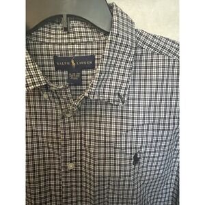 Polo Ralph Lauren Button Down Long Sleeve Size XL 18/20 Black Plaid